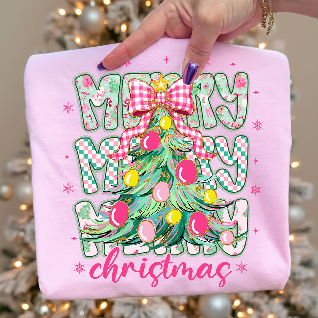 Preppy Pink Merry Christmas PNG