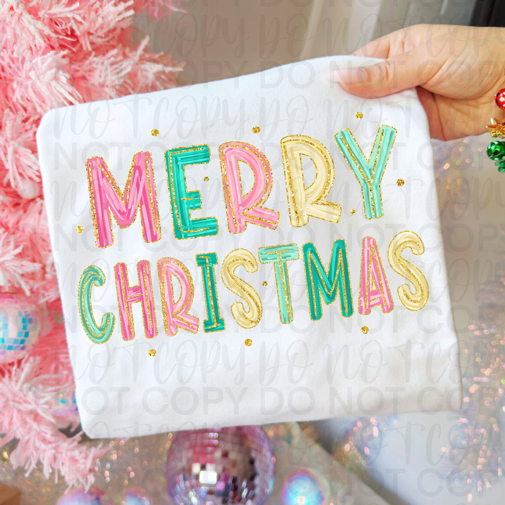 Pink Merry Christmas Doodle PNG