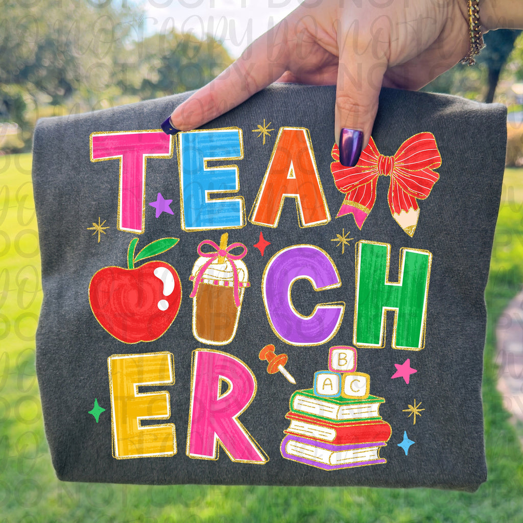 Preppy Teacher Doodle PNG