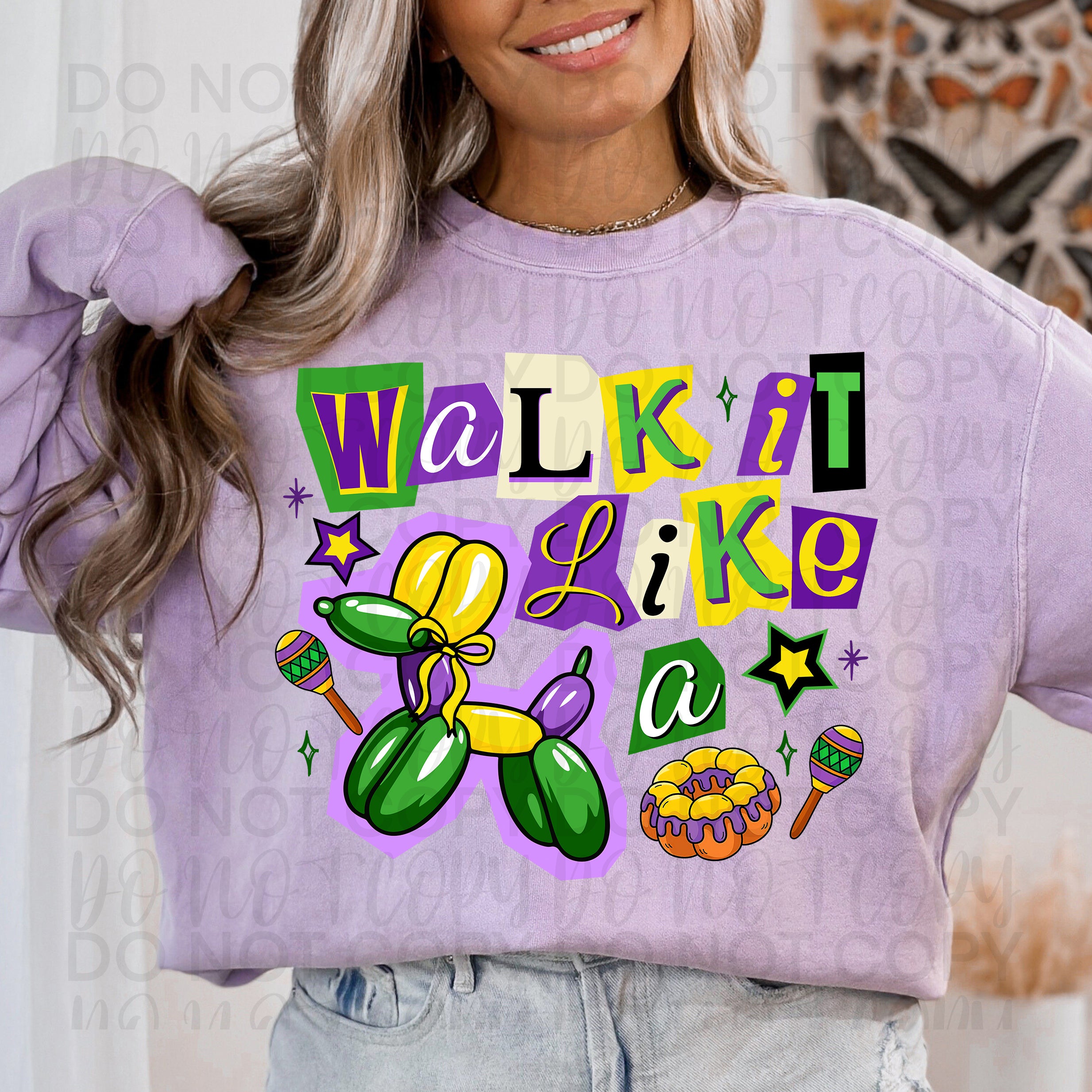 Walk it Like a Dog Mardi Gras PNG