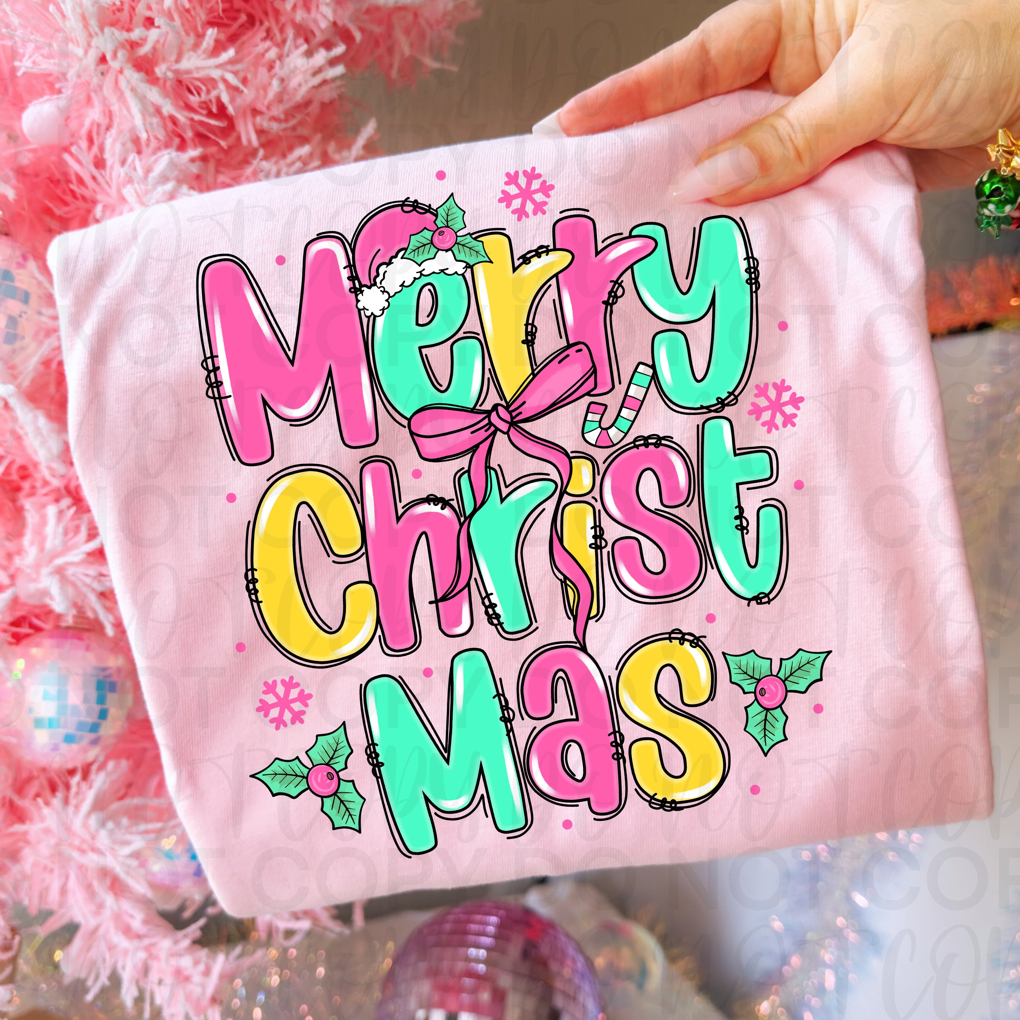 Merry Christmas Doodle Letters PNG