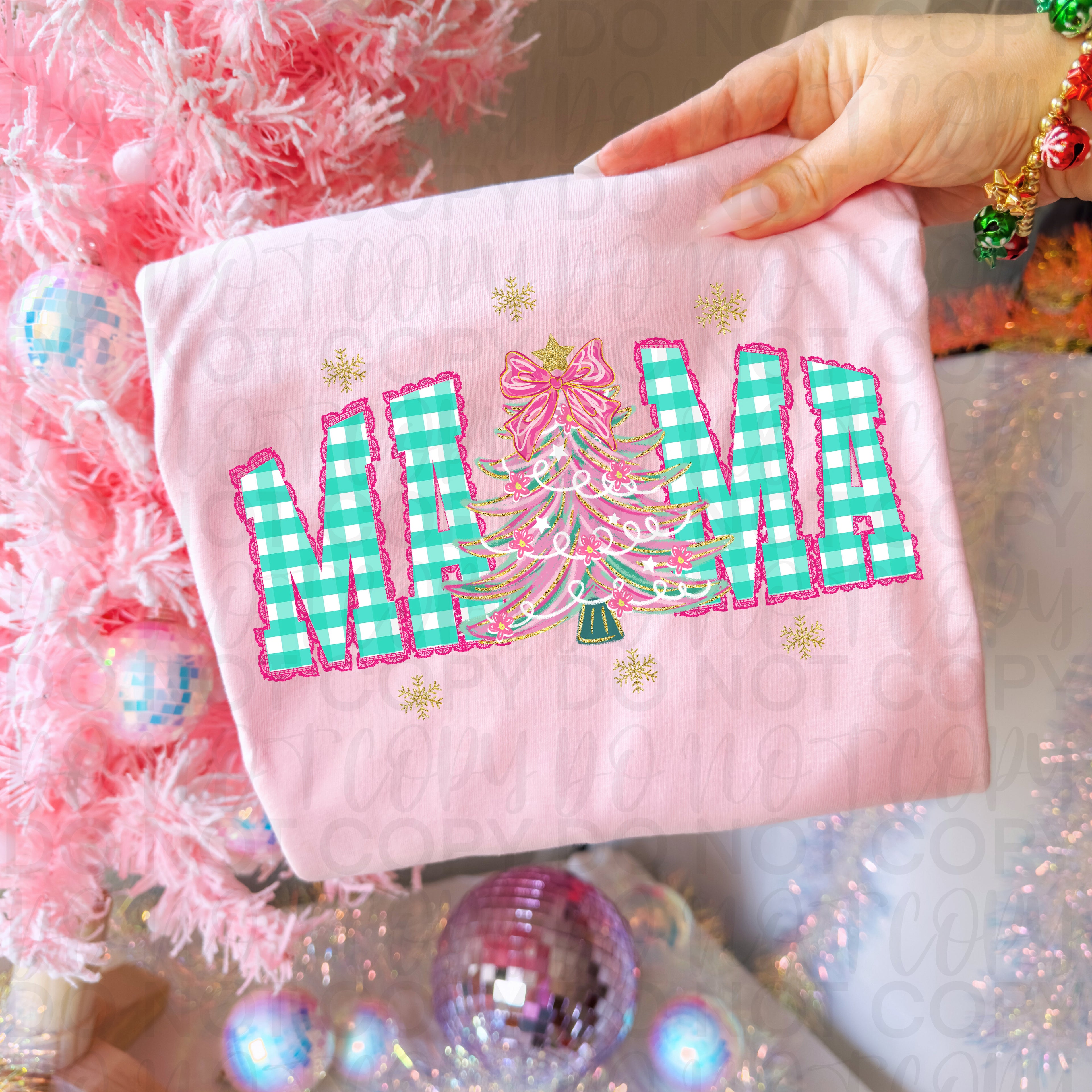 Faux Lace Christmas Mama PNG