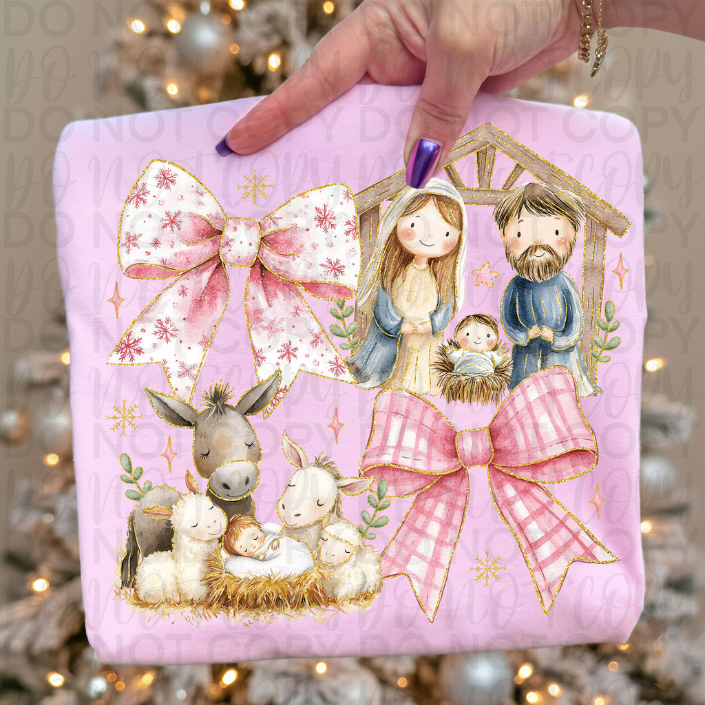 Christian Christmas Coquette Nativity Scene PNG