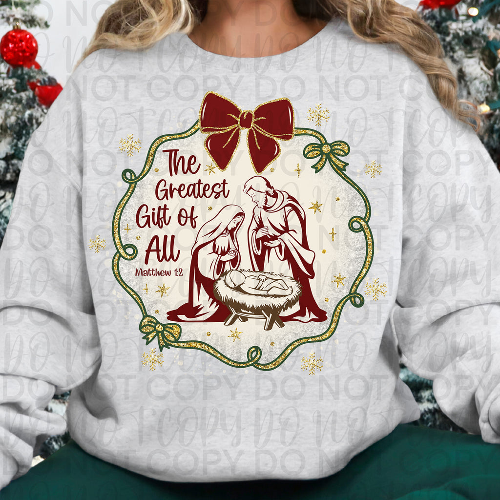 Christian Christmas Greatest Gift of All Coquette Frame PNG