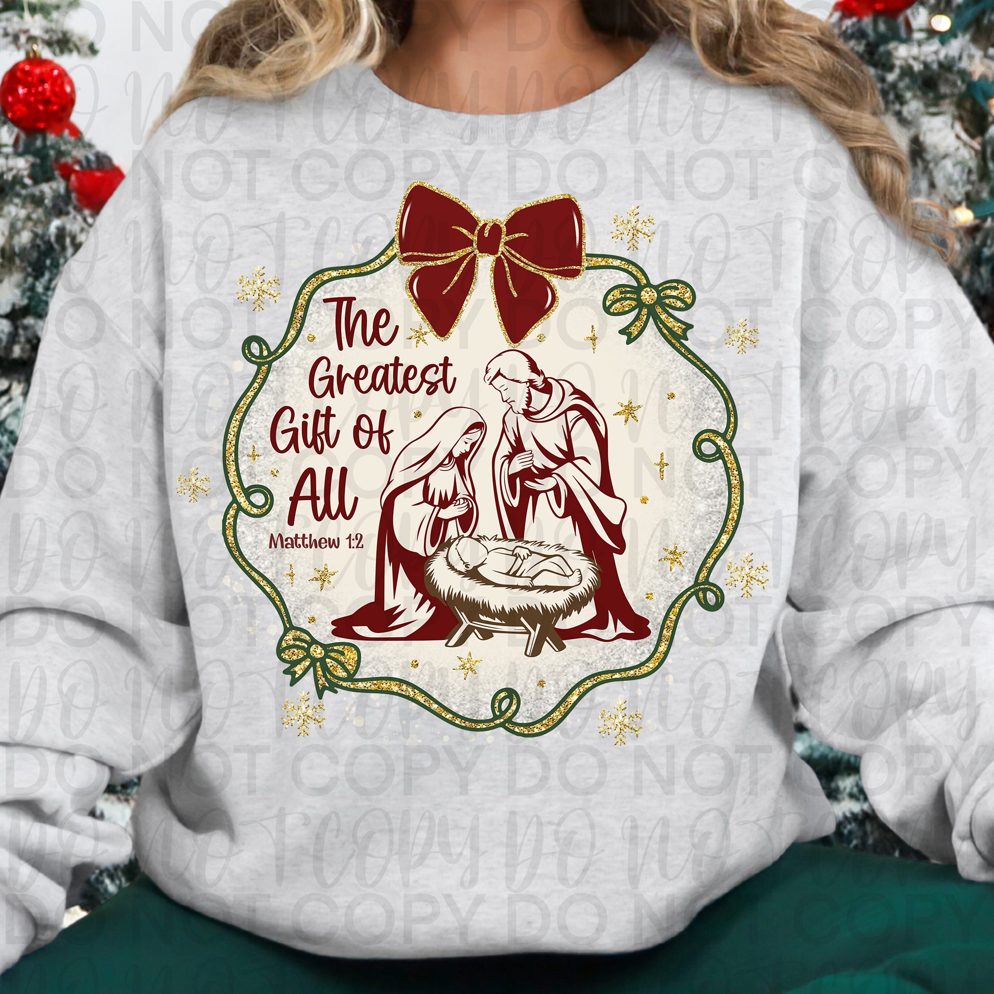 Christian Christmas Greatest Gift of All Coquette Frame PNG