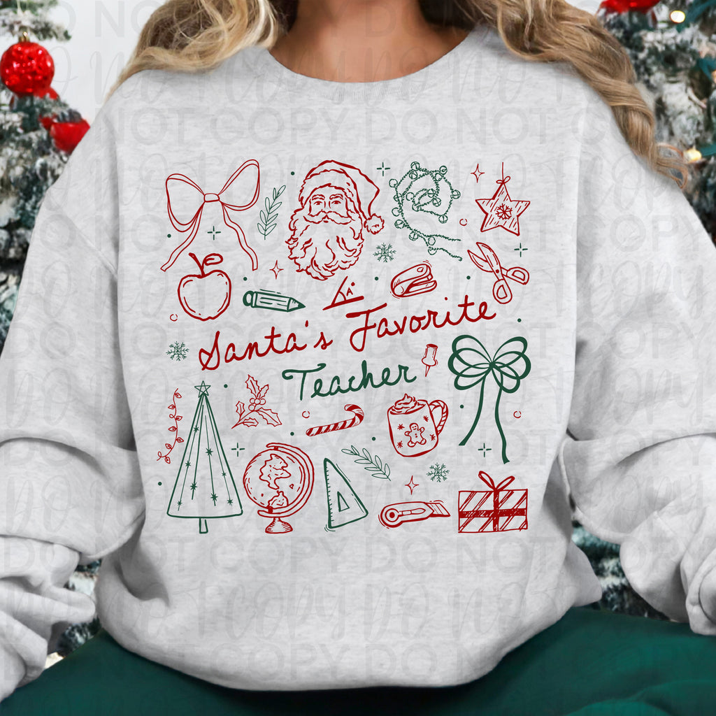 Santas Favorite Teacher Doodle PNG