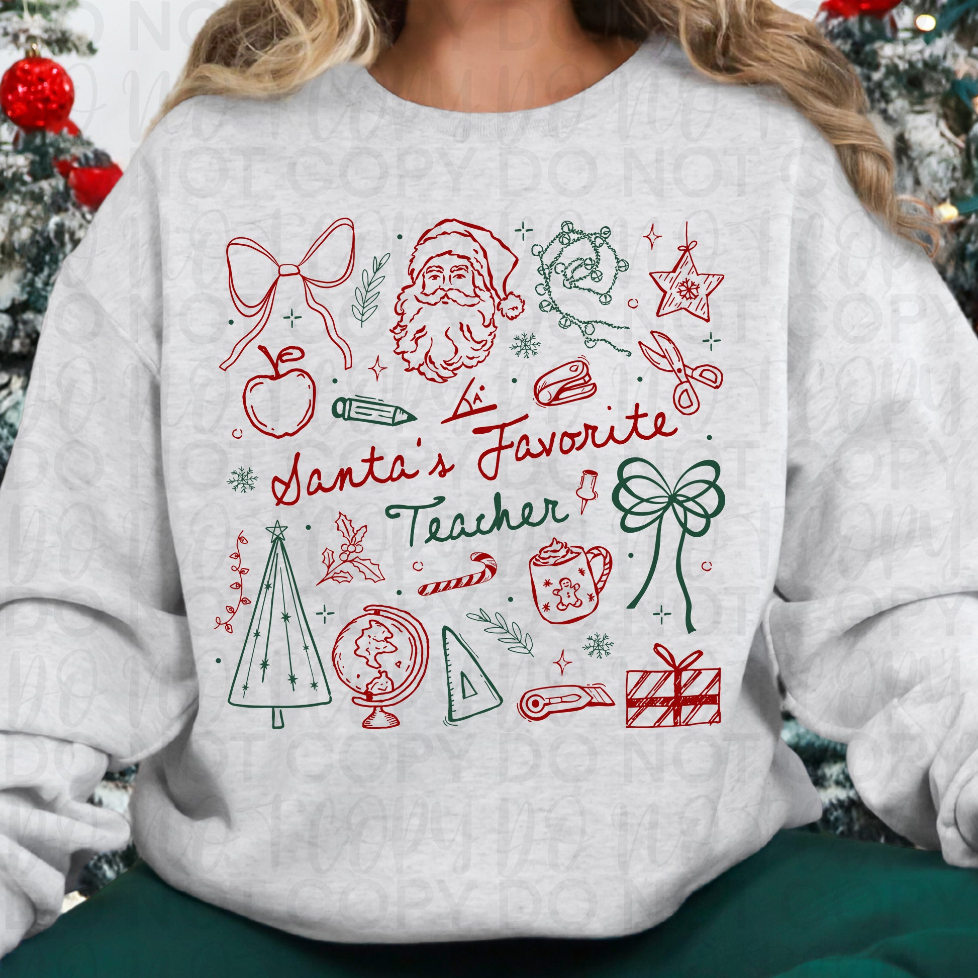 Santas Favorite Teacher Doodle PNG
