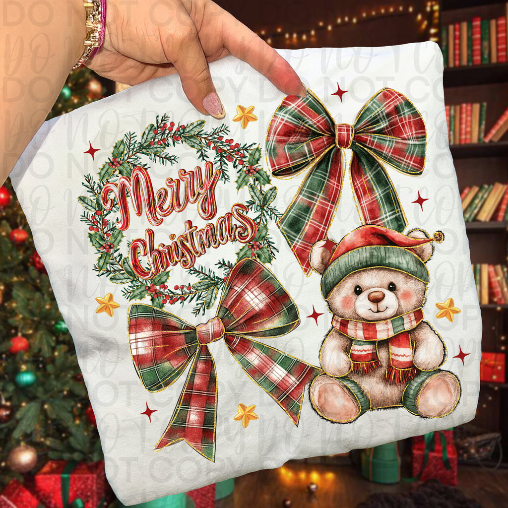 Teddy Bear Christmas Coquette PNG