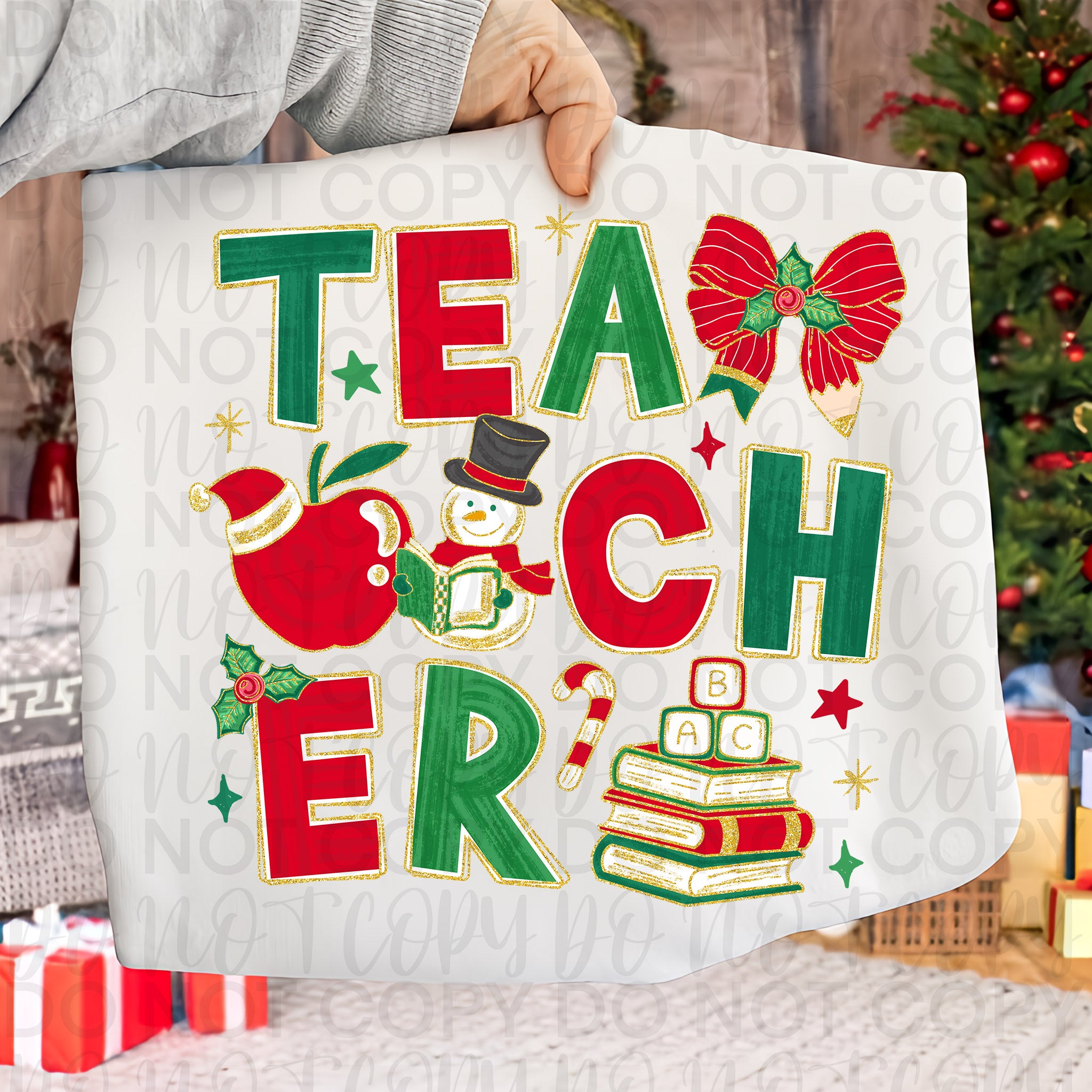 Teacher Christmas Doodle PNG
