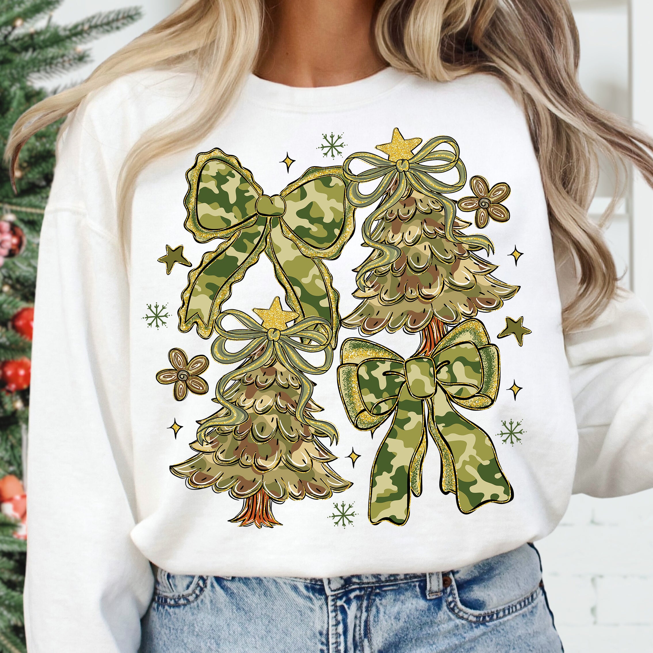 Camo Christmas Coquette PNG