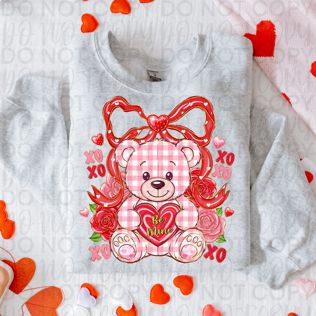 Be Mine Teddy Bear Coquette Bow PNG