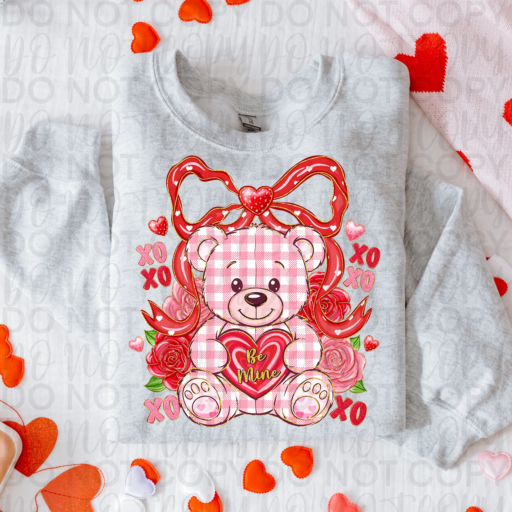 Be Mine Teddy Bear Coquette Bow PNG