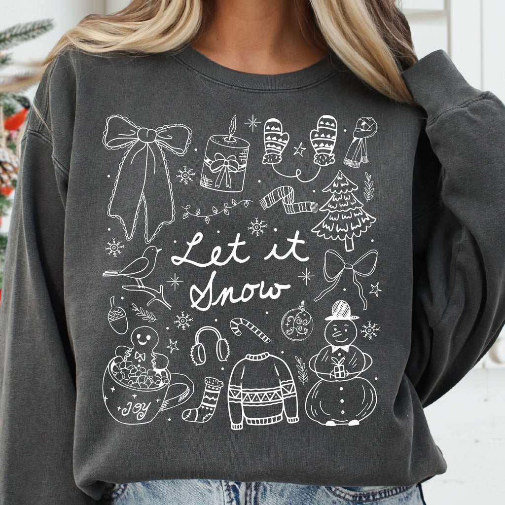 Let It Snow Winter Doodle PNG