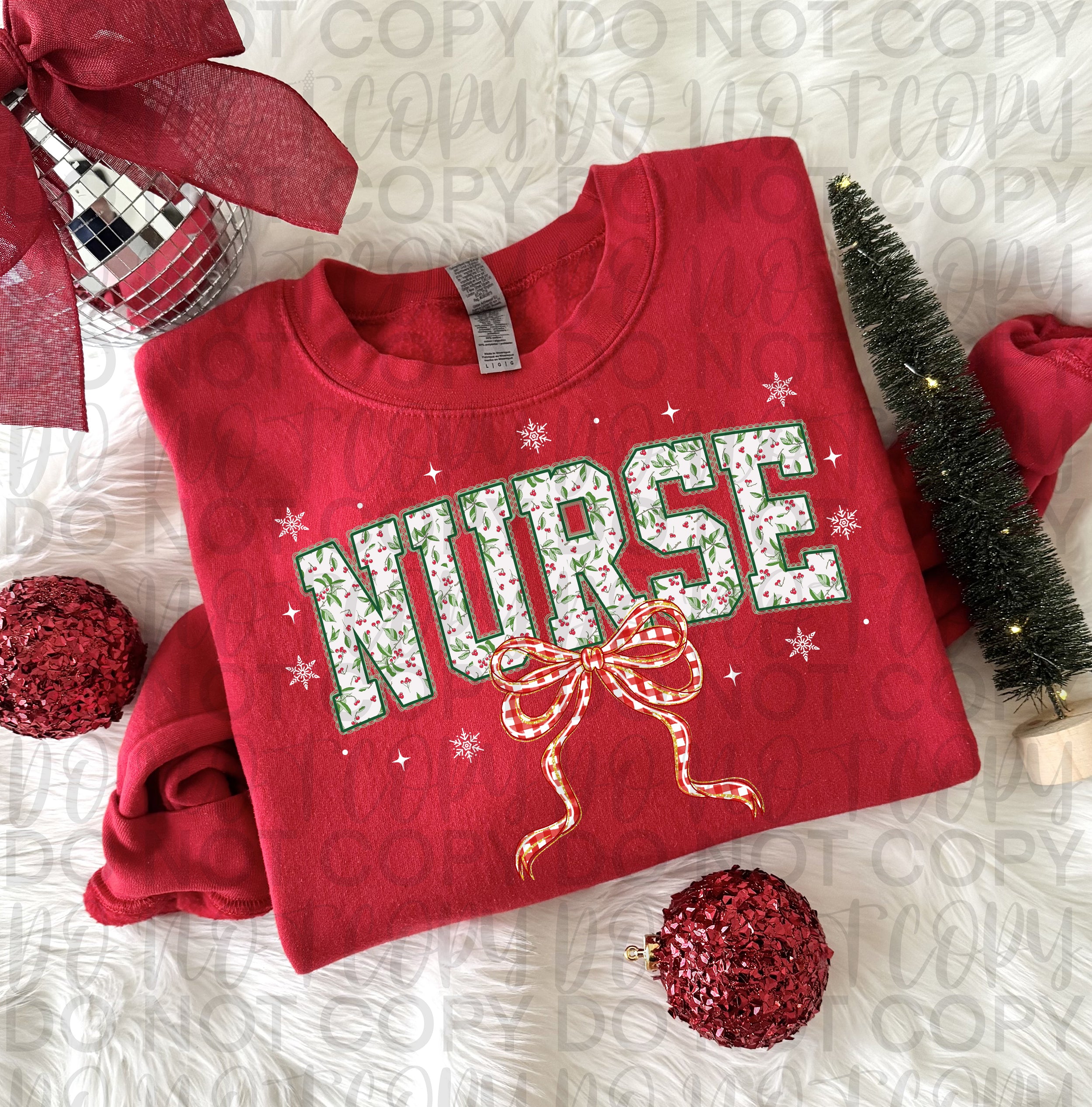 Red Plaid Christmas Nurse Lace PNG