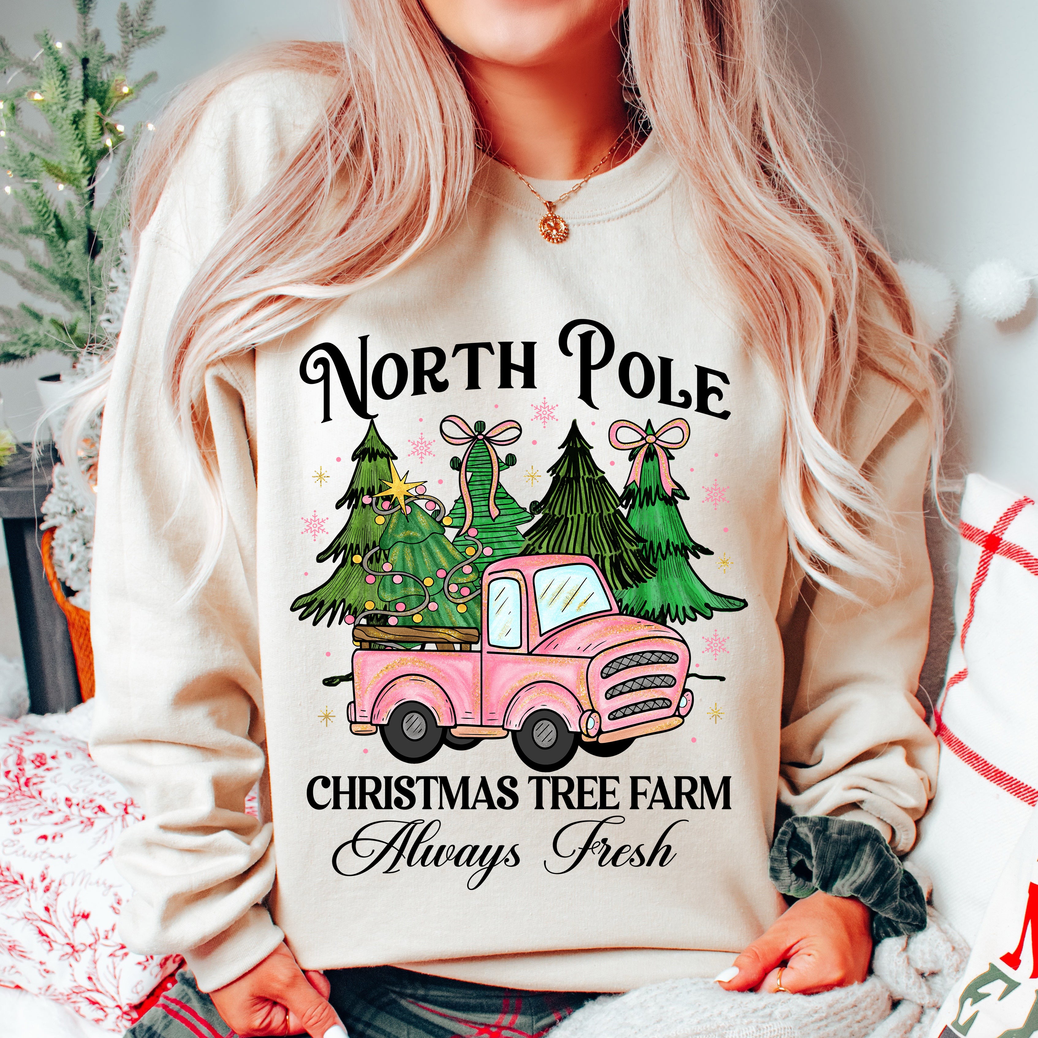 Pink Christmas Tree Farm PNG