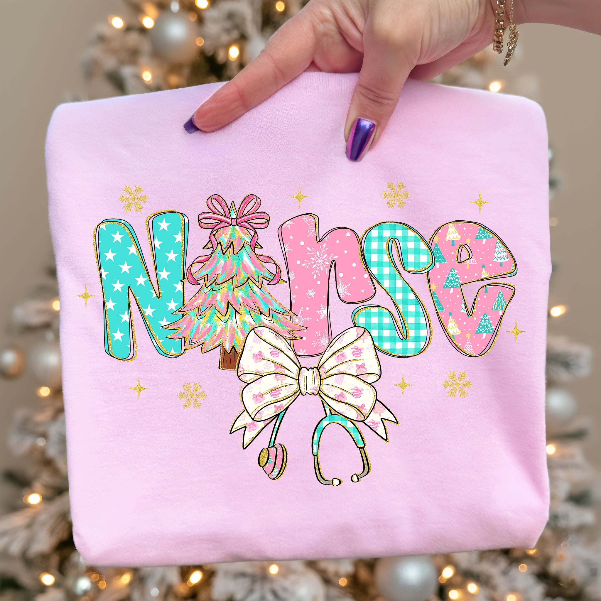 Preppy Christmas Nurse Coquette PNG