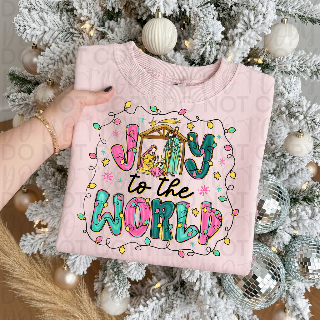 Joy to the World Pink Christmas PNG