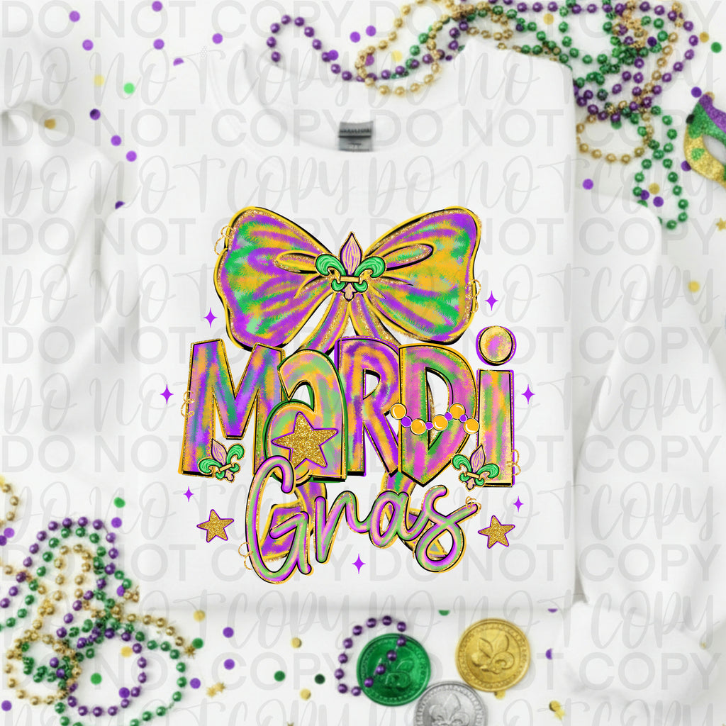 Coquette Mardi Gras Bow PNG