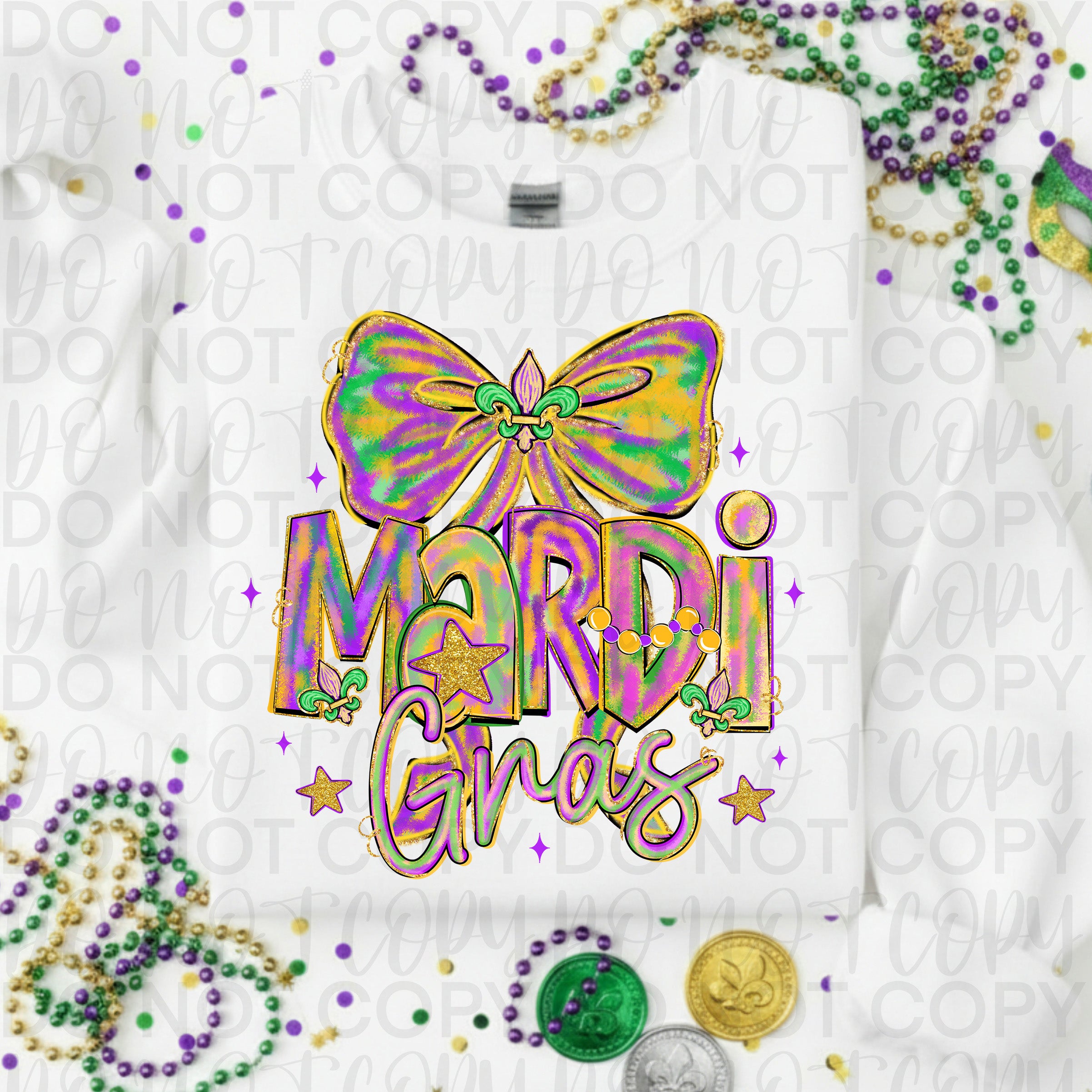 Coquette Mardi Gras Bow PNG