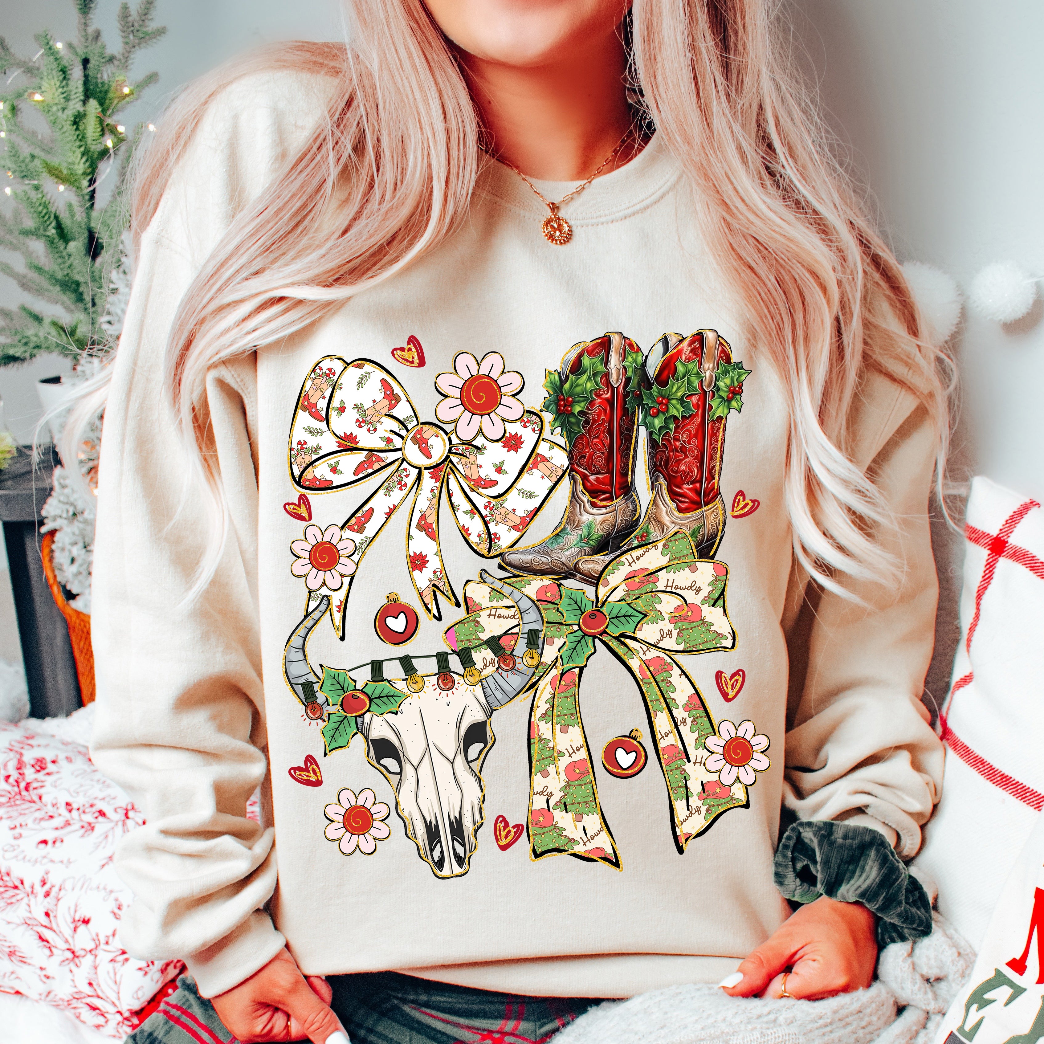 Western Christmas Coquette PNG