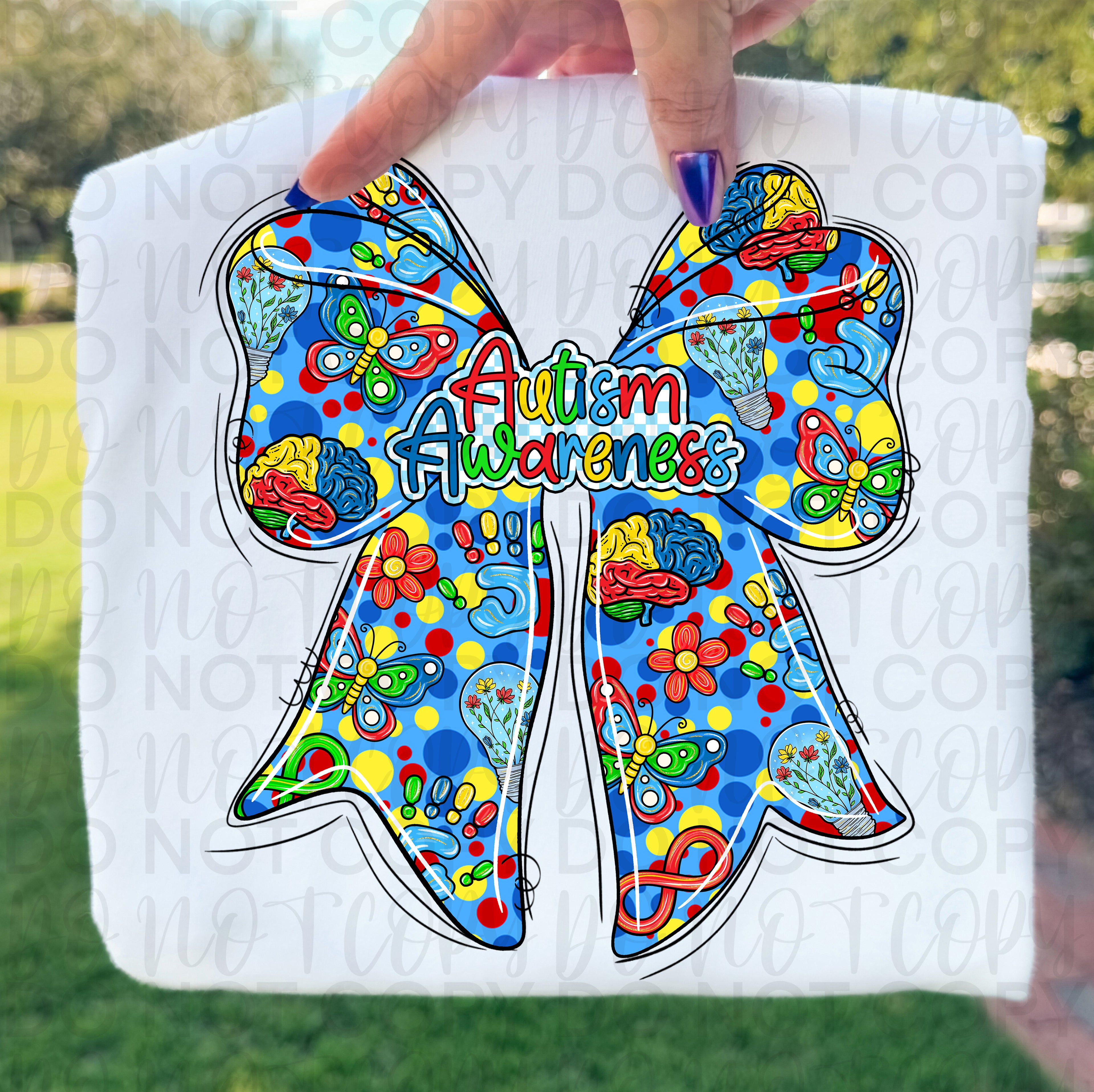 Autism Awareness Bow PNG