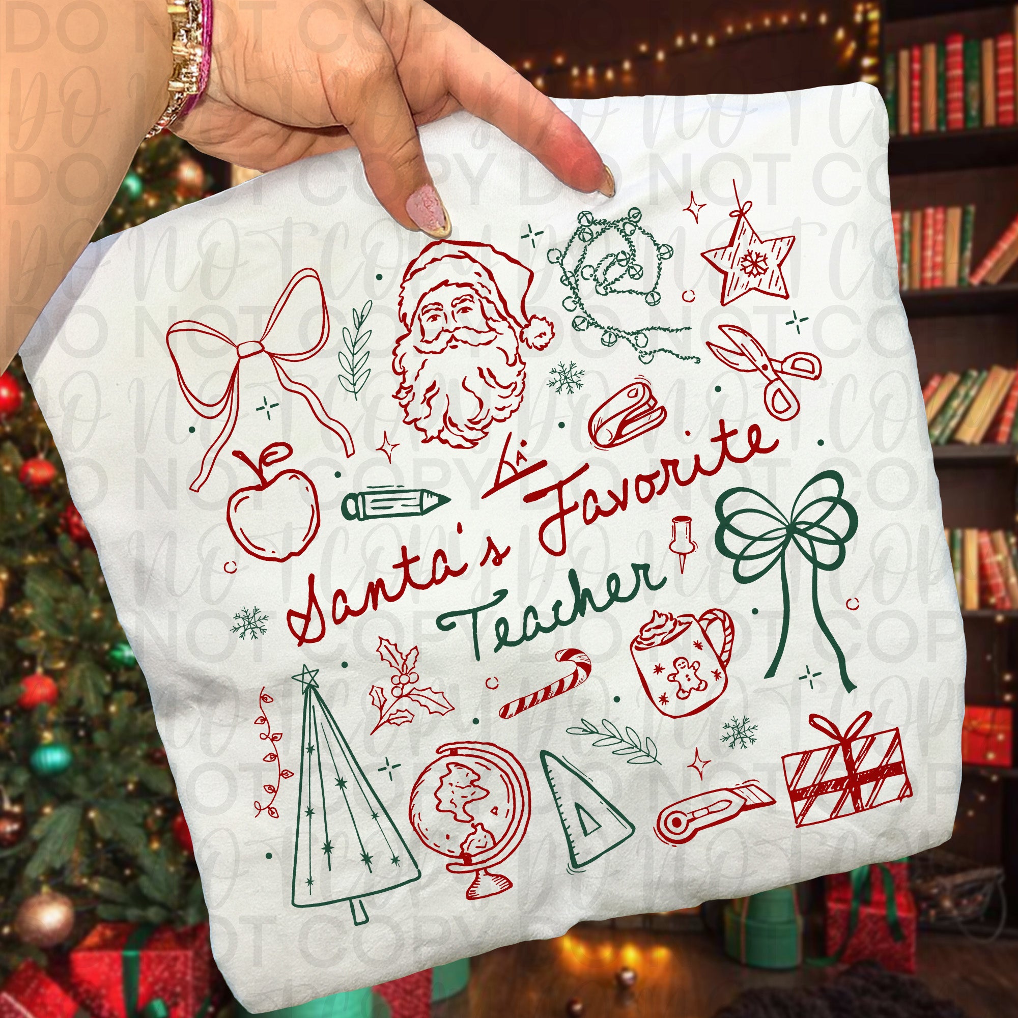 Santas Favorite Teacher Doodle PNG