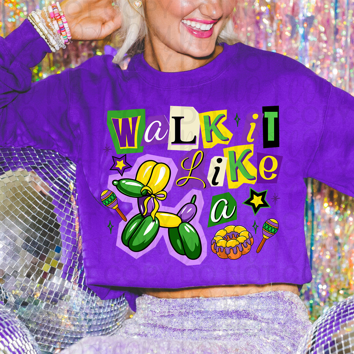 Walk it Like a Dog Mardi Gras PNG