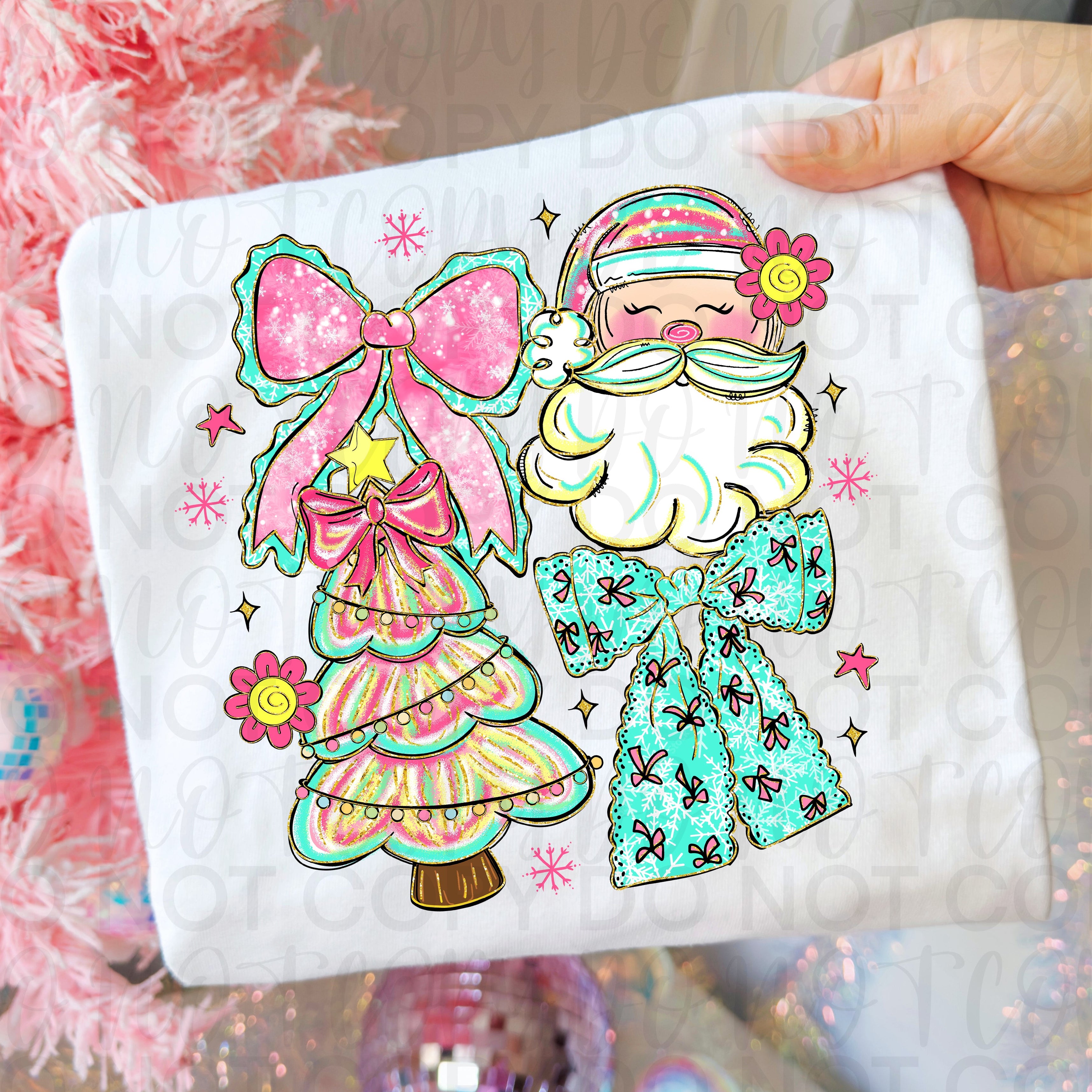 Pink Santa Christmas Coquette PNG