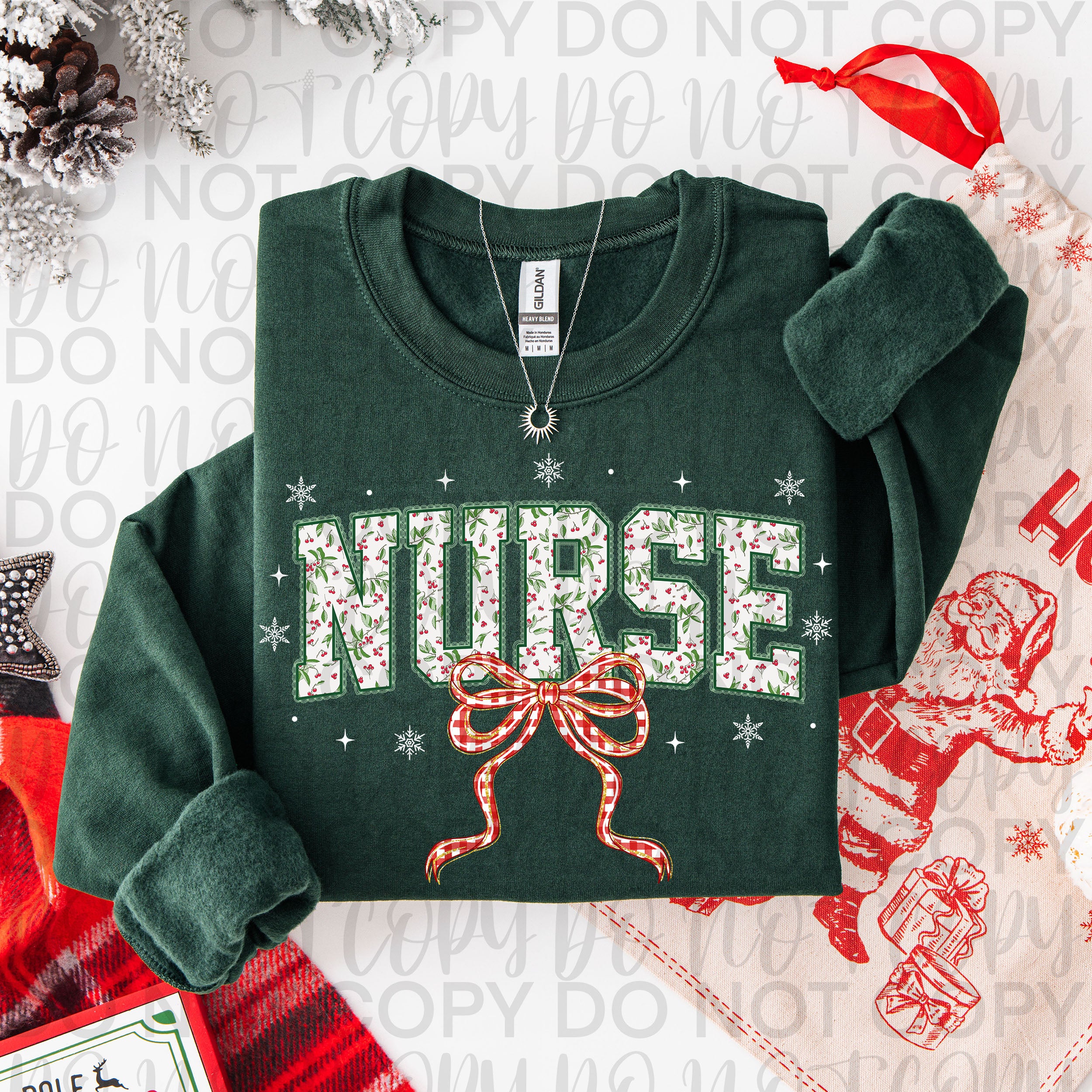 Red Plaid Christmas Nurse Lace PNG