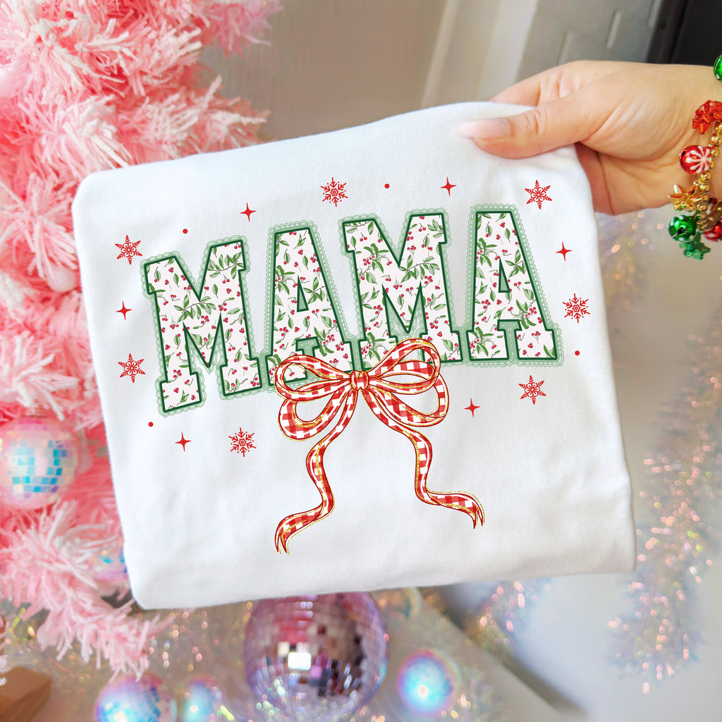 Red Plaid Christmas Mama Lace PNG