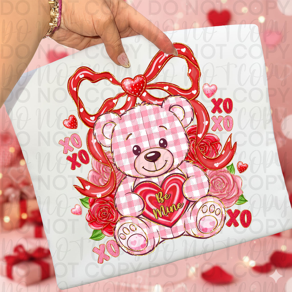 Be Mine Teddy Bear Coquette Bow PNG