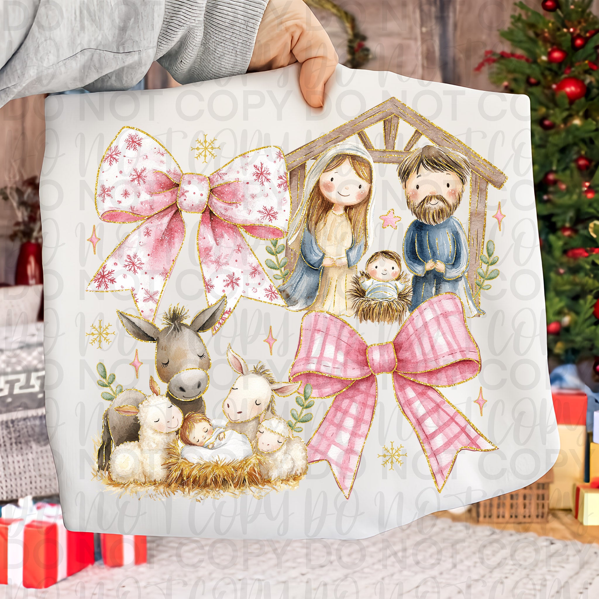 Christian Christmas Coquette Nativity Scene PNG