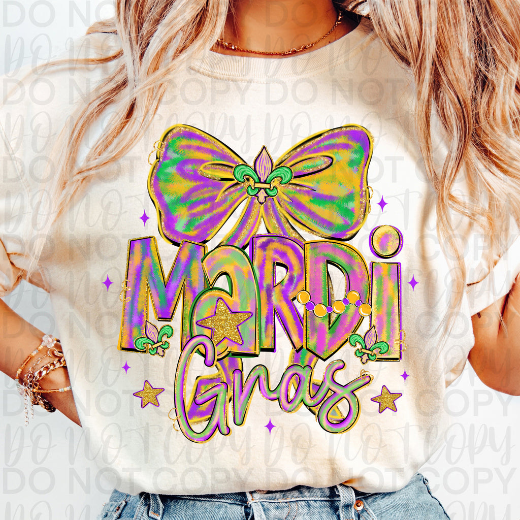 Coquette Mardi Gras Bow PNG