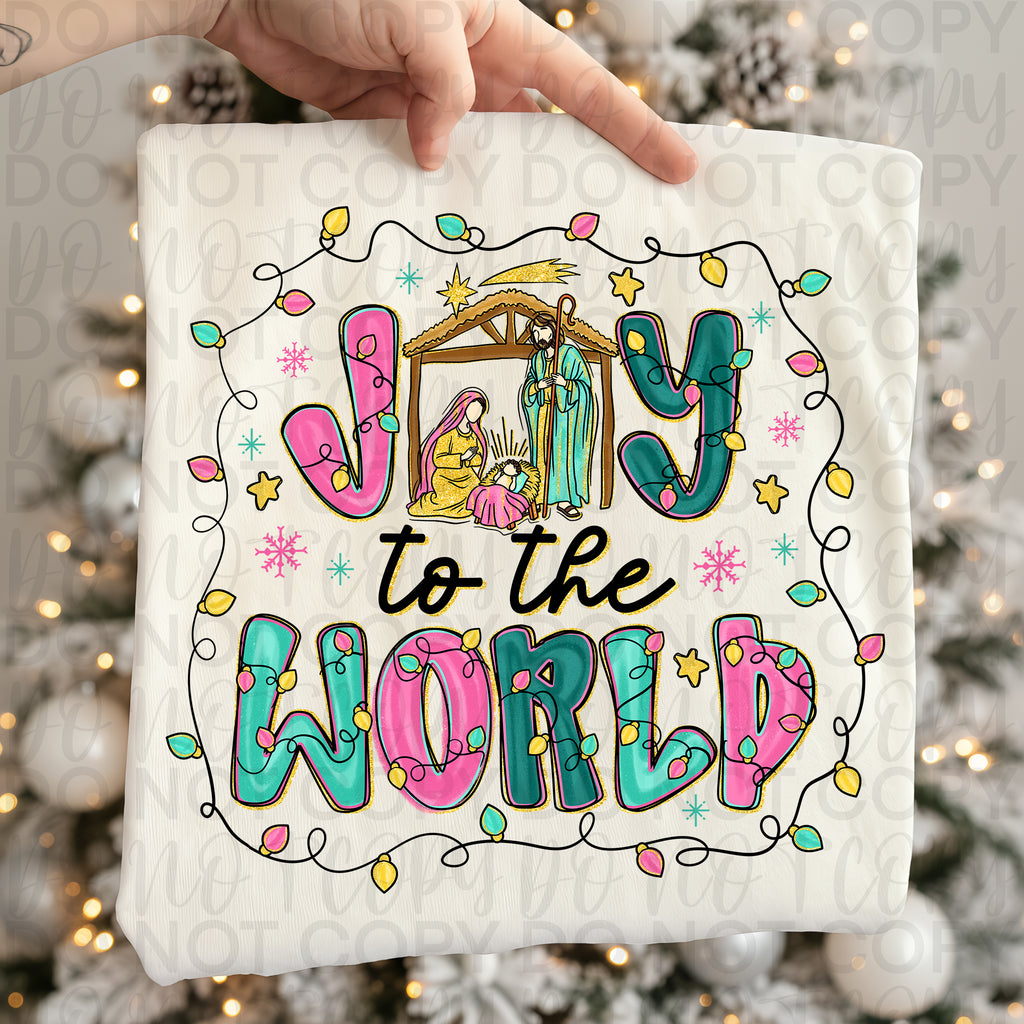 Joy to the World Pink Christmas PNG