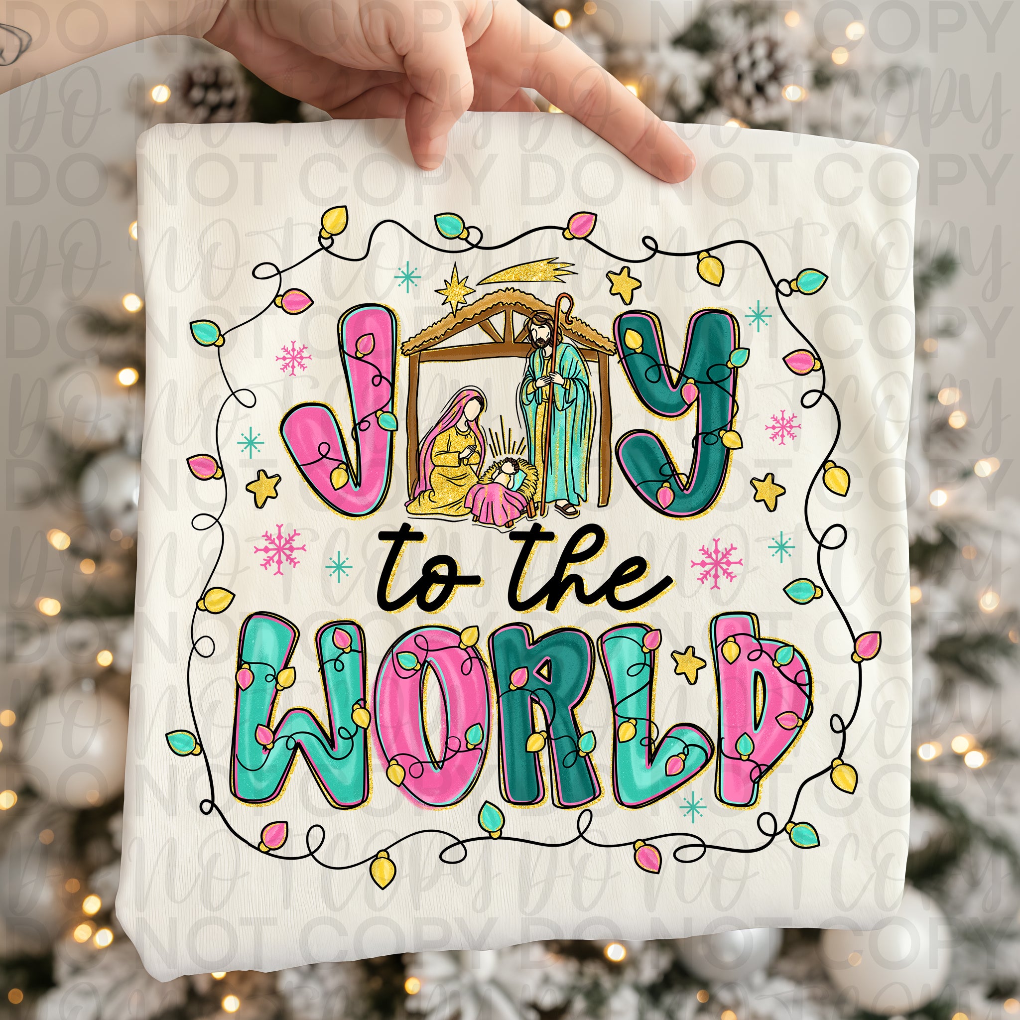 Joy to the World Pink Christmas PNG