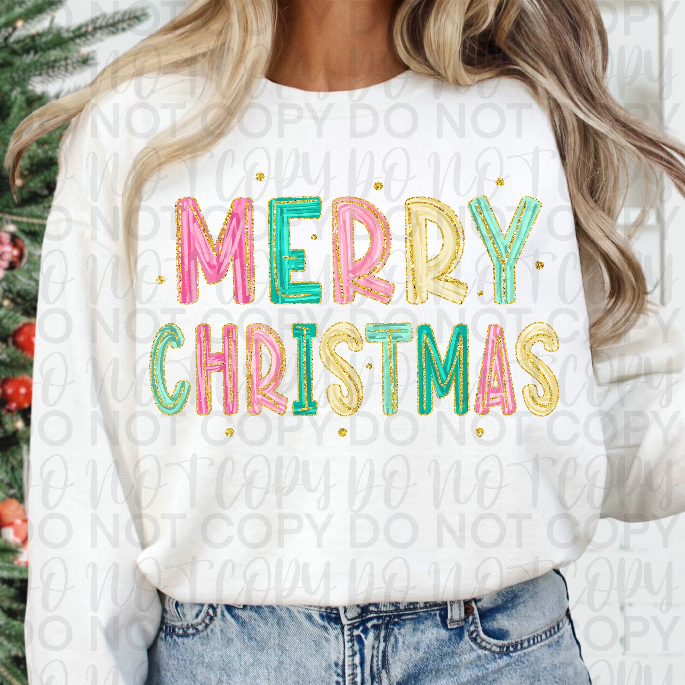 Pink Merry Christmas Doodle PNG
