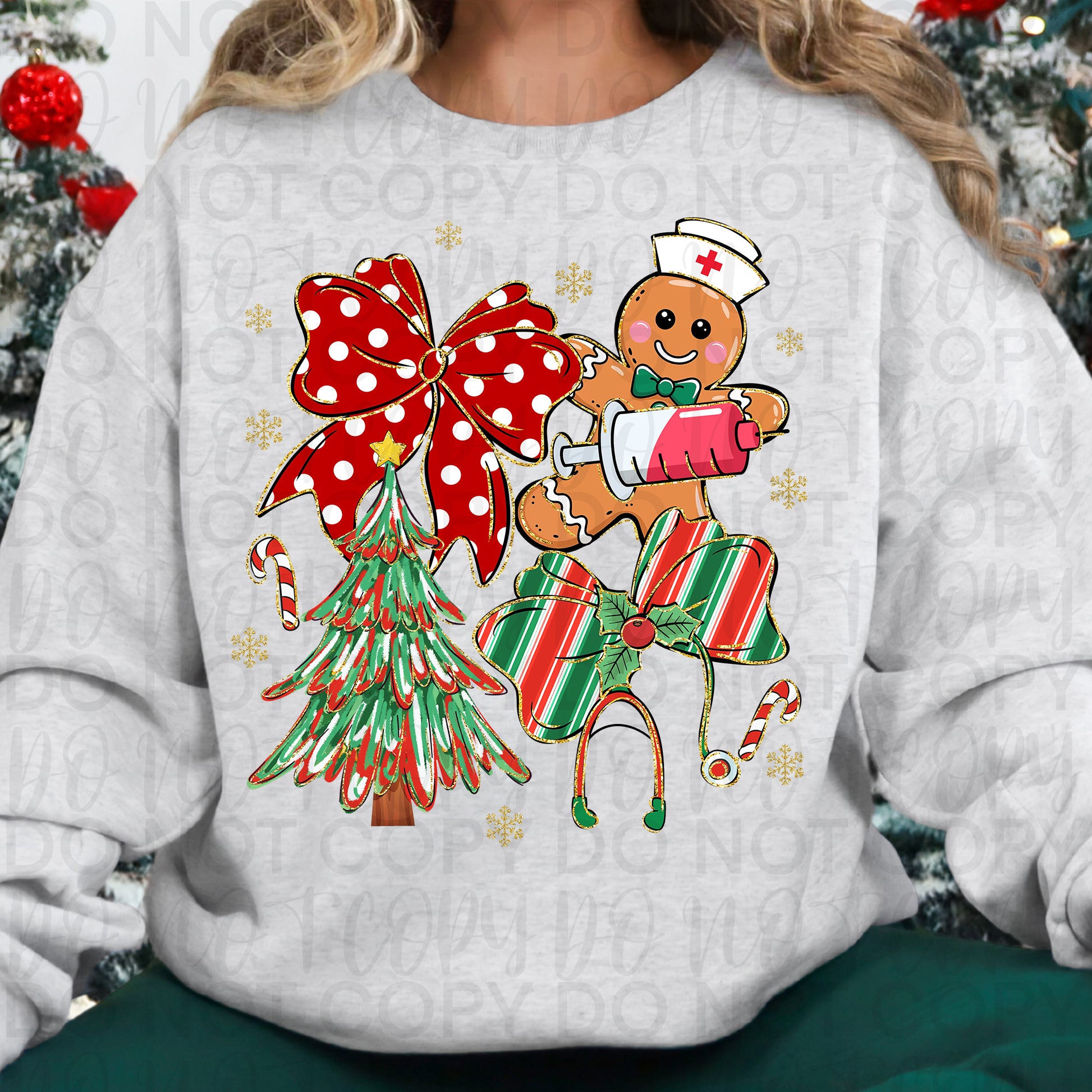 Coquette Nurse Christmas Gingerbread PNG