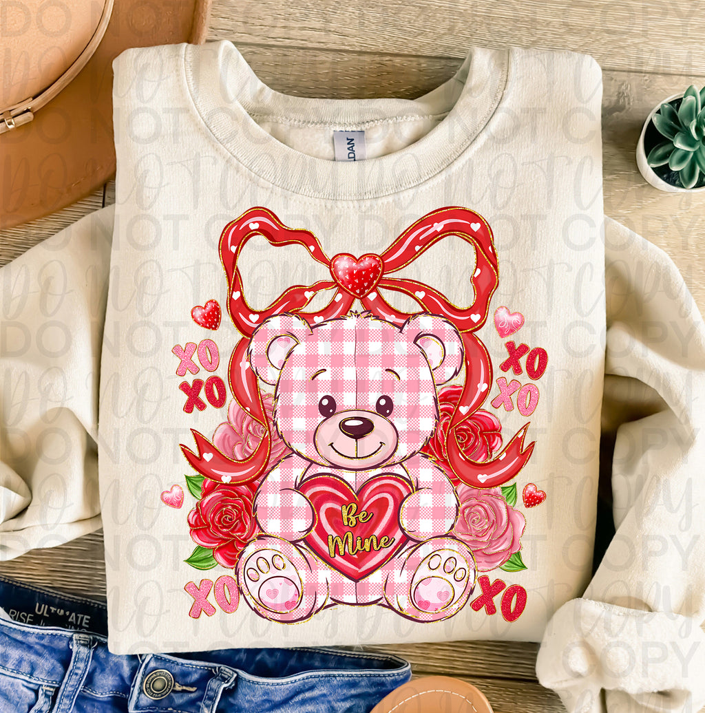 Be Mine Teddy Bear Coquette Bow PNG