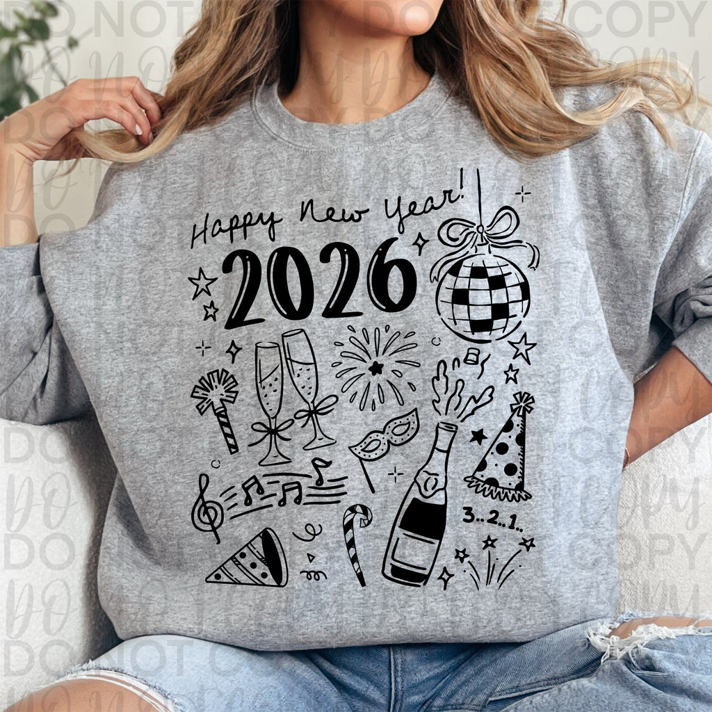 New Years 2026 Doodle PNG