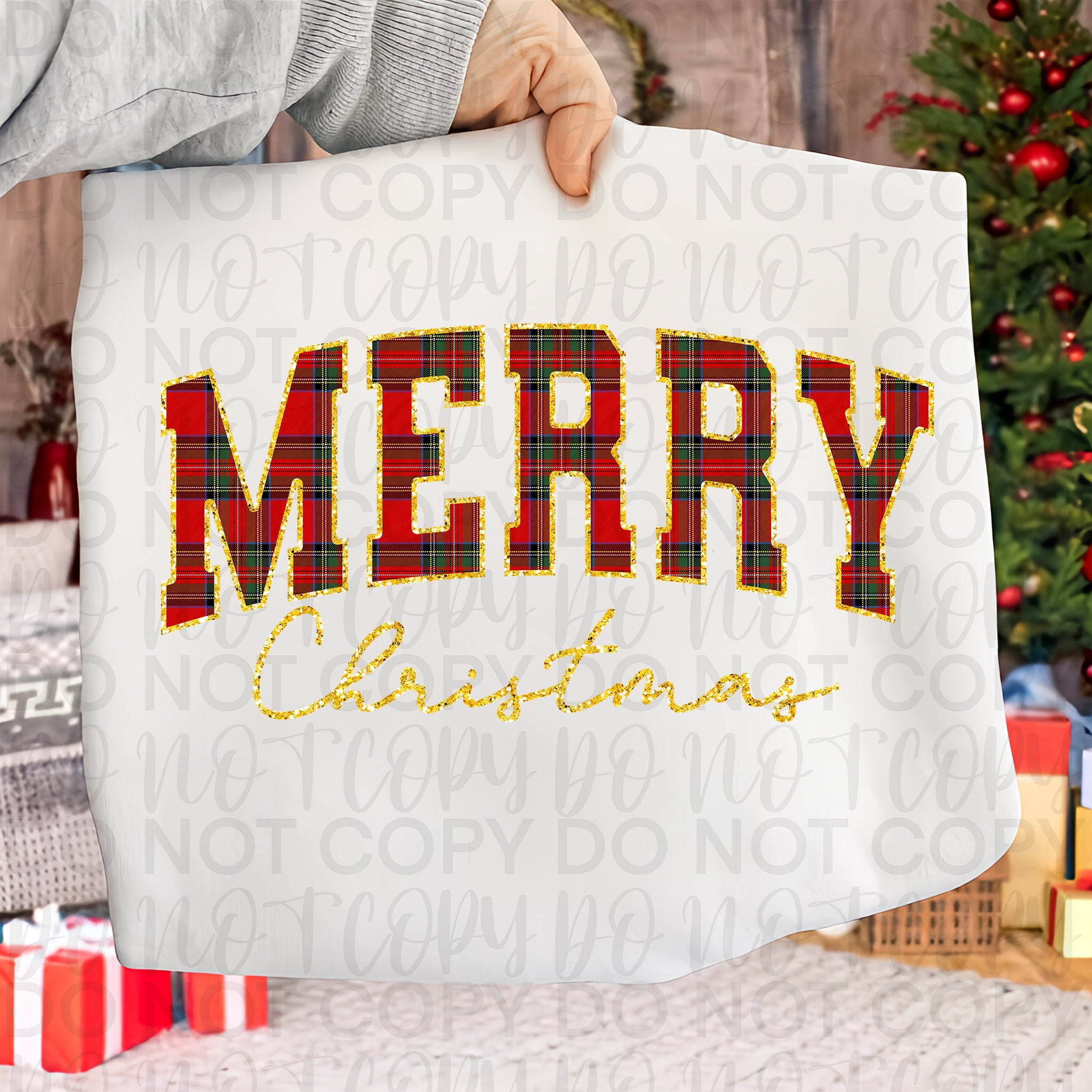 Plaid Merry Christmas PNG