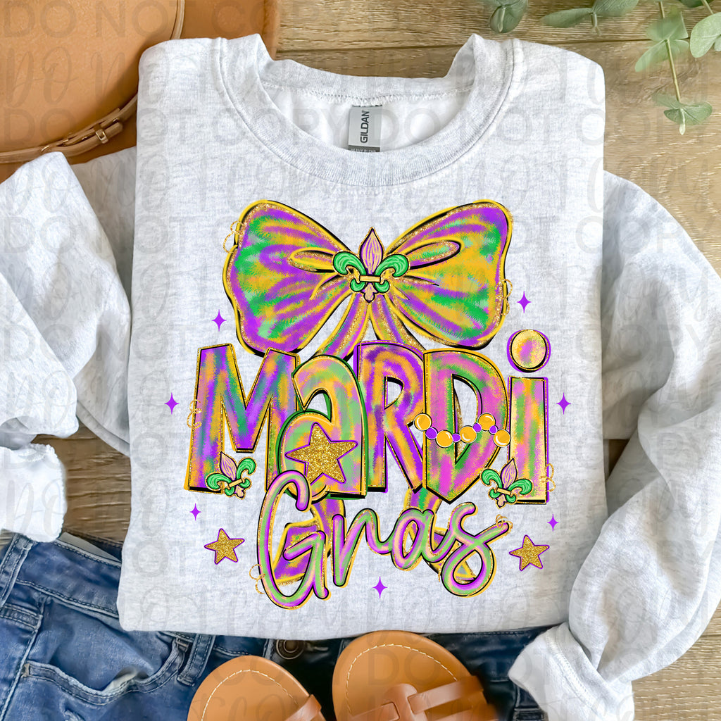 Coquette Mardi Gras Bow PNG