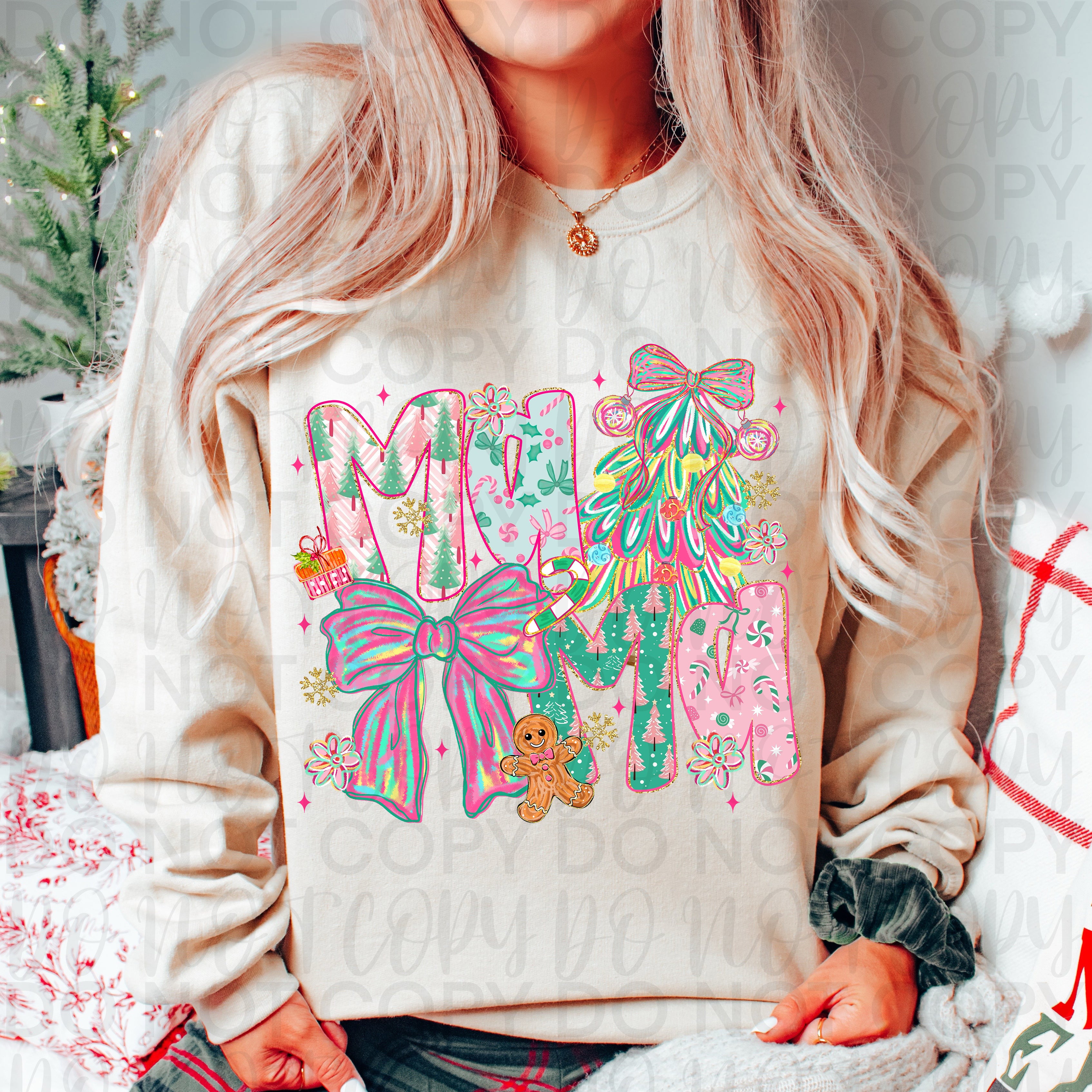 Coquette Christmas Mama PNG
