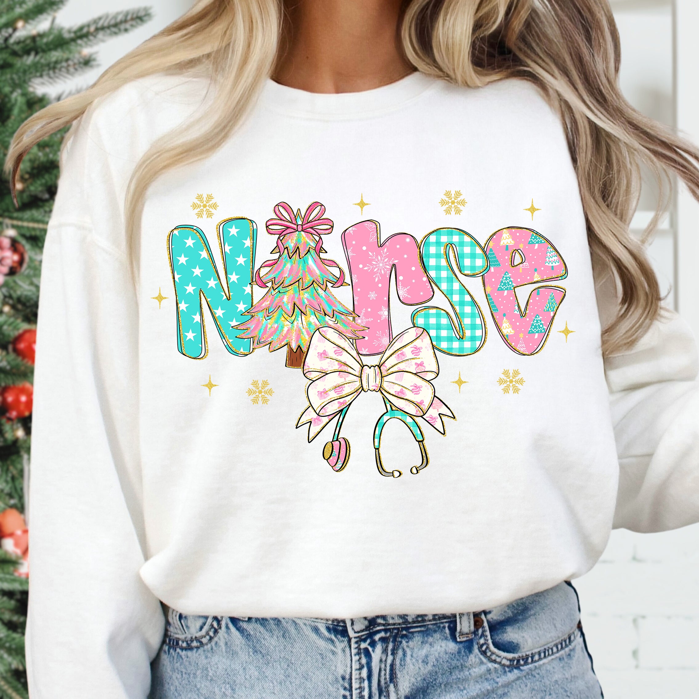 Preppy Christmas Nurse Coquette PNG