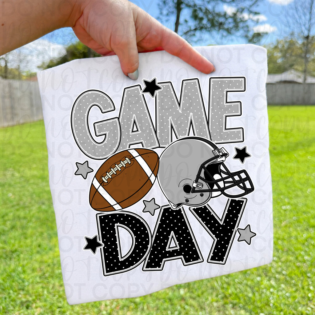 Silver Black Game Day Football PNG