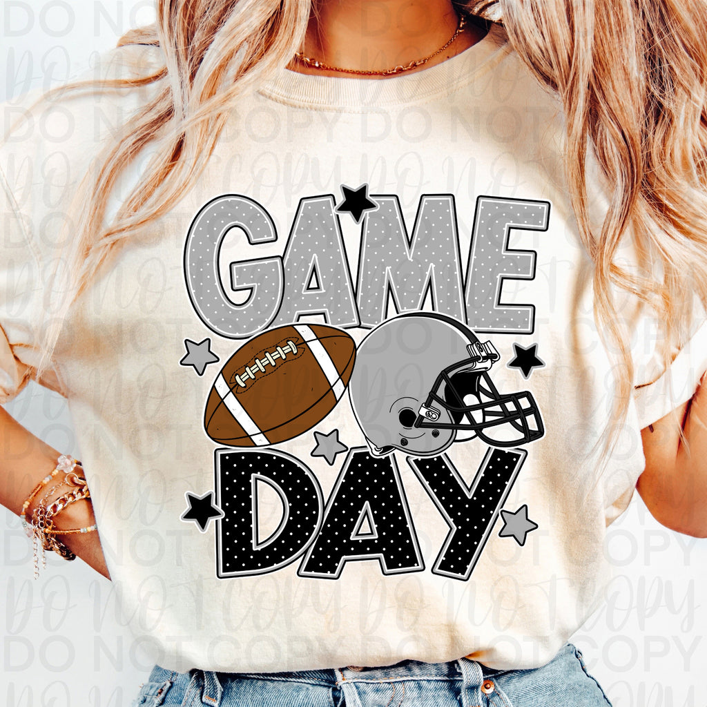 Silver Black Game Day Football PNG