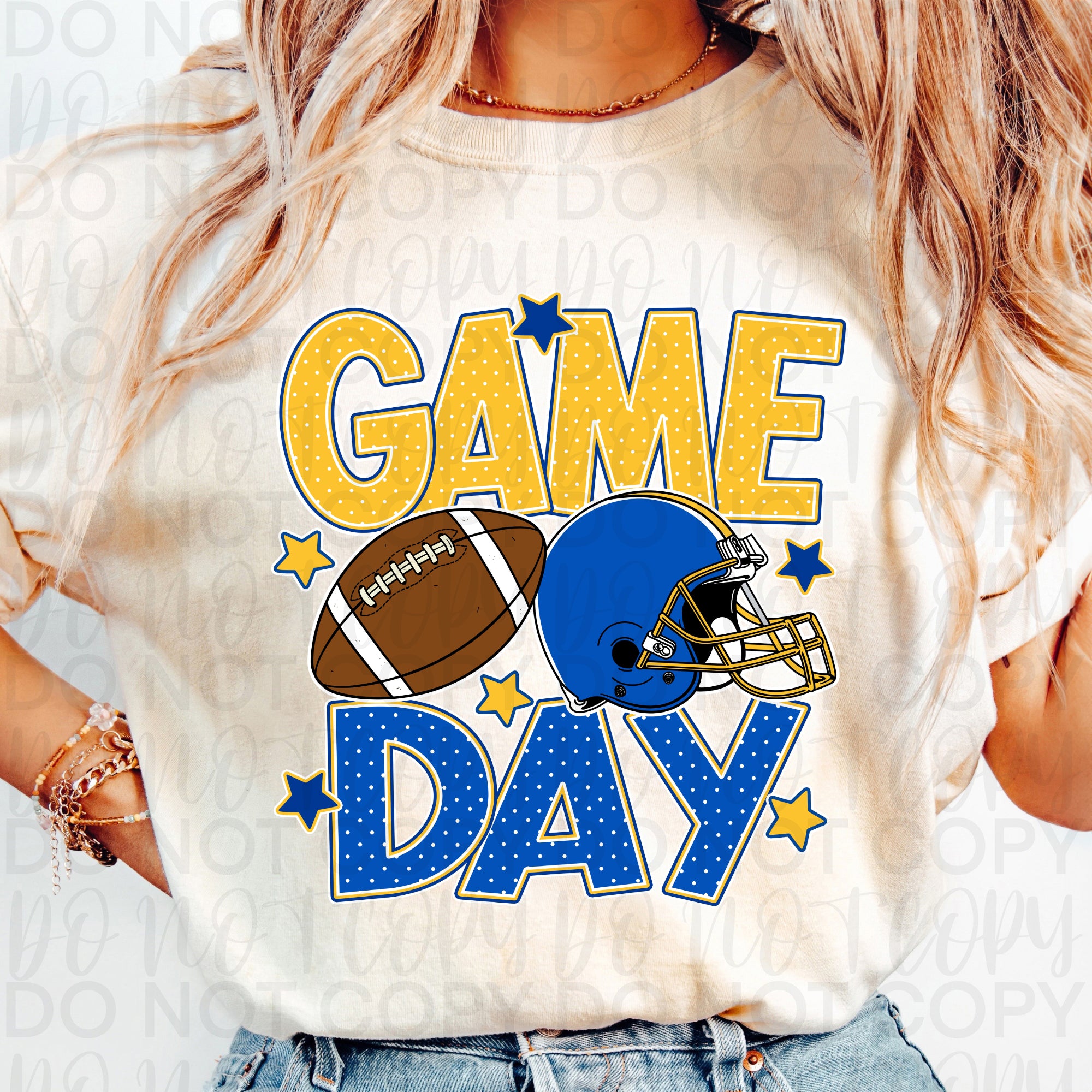 Blue Gold Game Day Football PNG