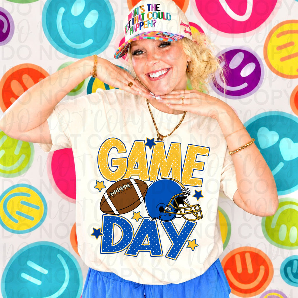 Blue Gold Game Day Football PNG