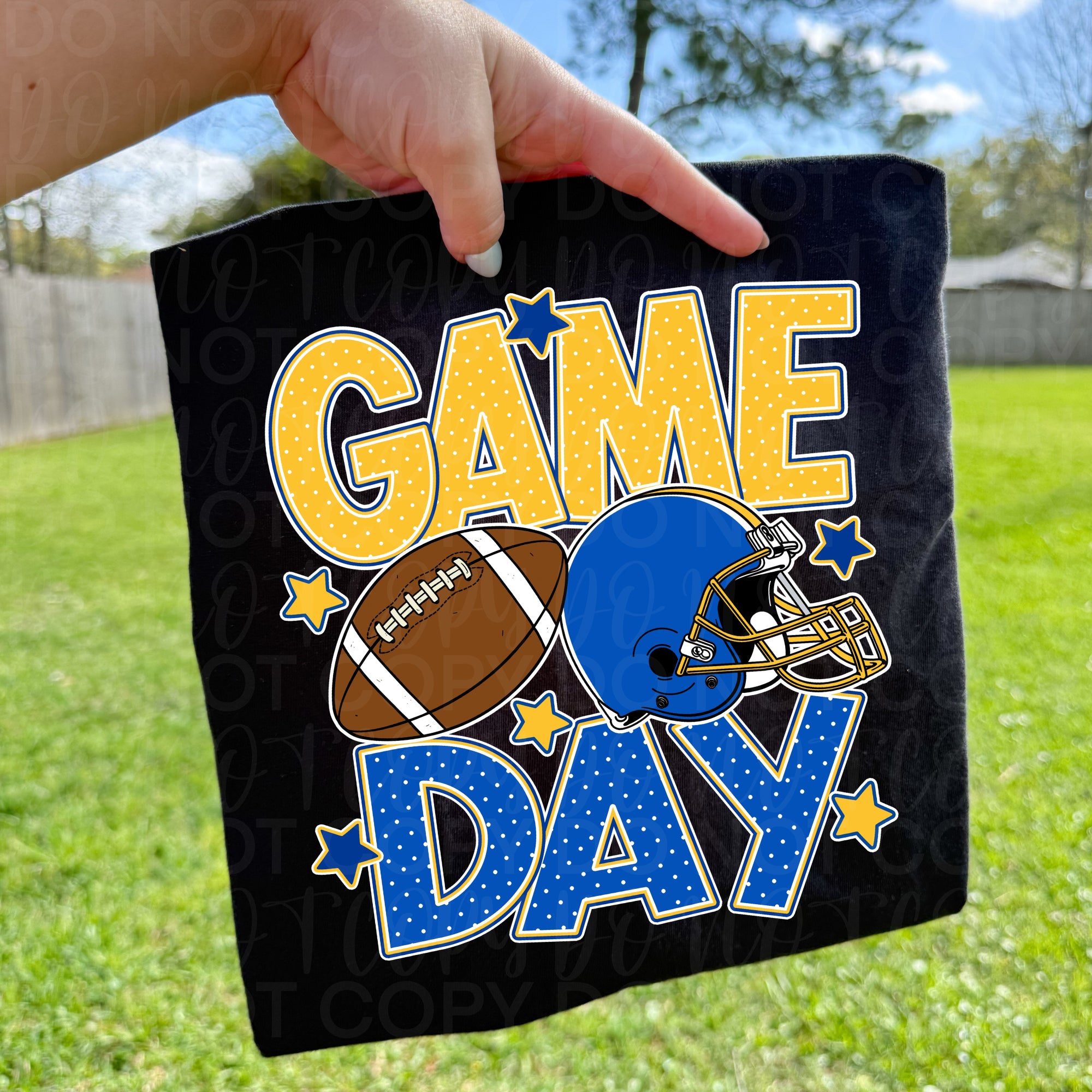 Blue Gold Game Day Football PNG