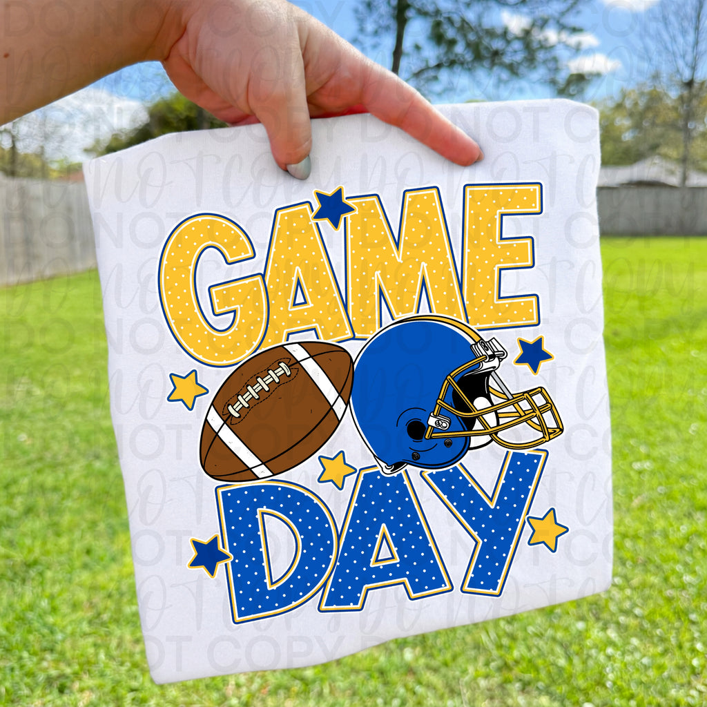 Blue Gold Game Day Football PNG