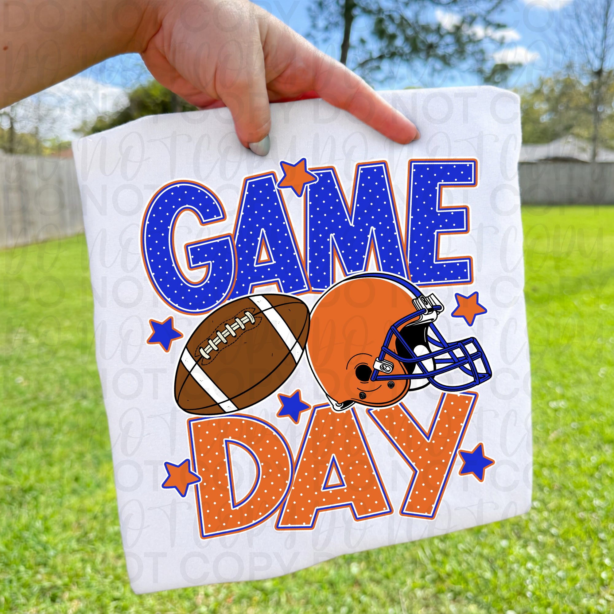 Blue Orange Game Day Football PNG